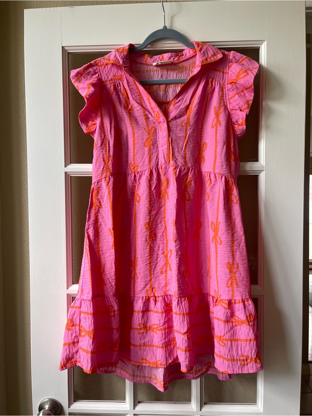 Umgee Pink Midi Dress with Orange Tie-Print